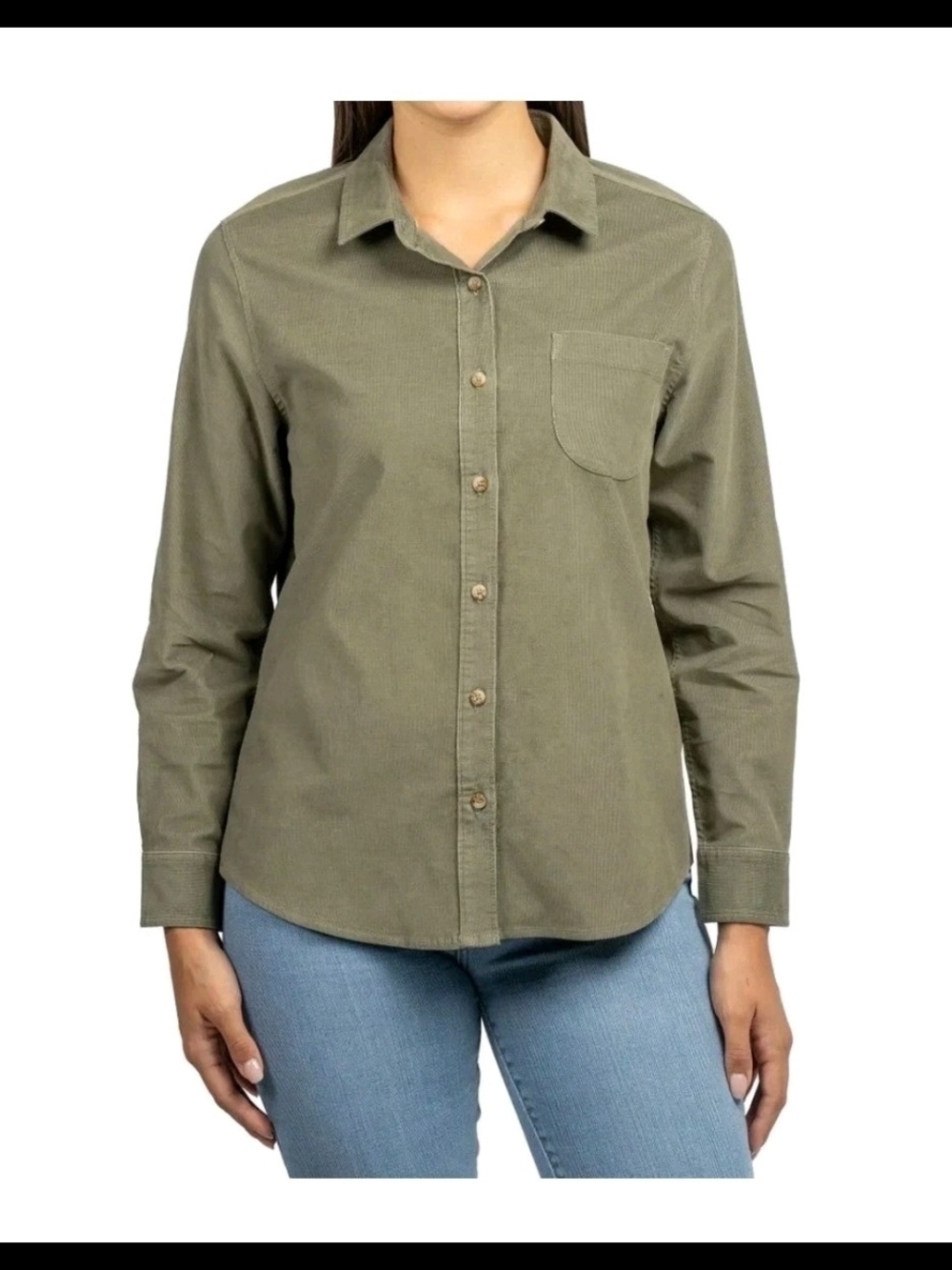 Jachs Olive Green Corduroy Button-Down Shirt